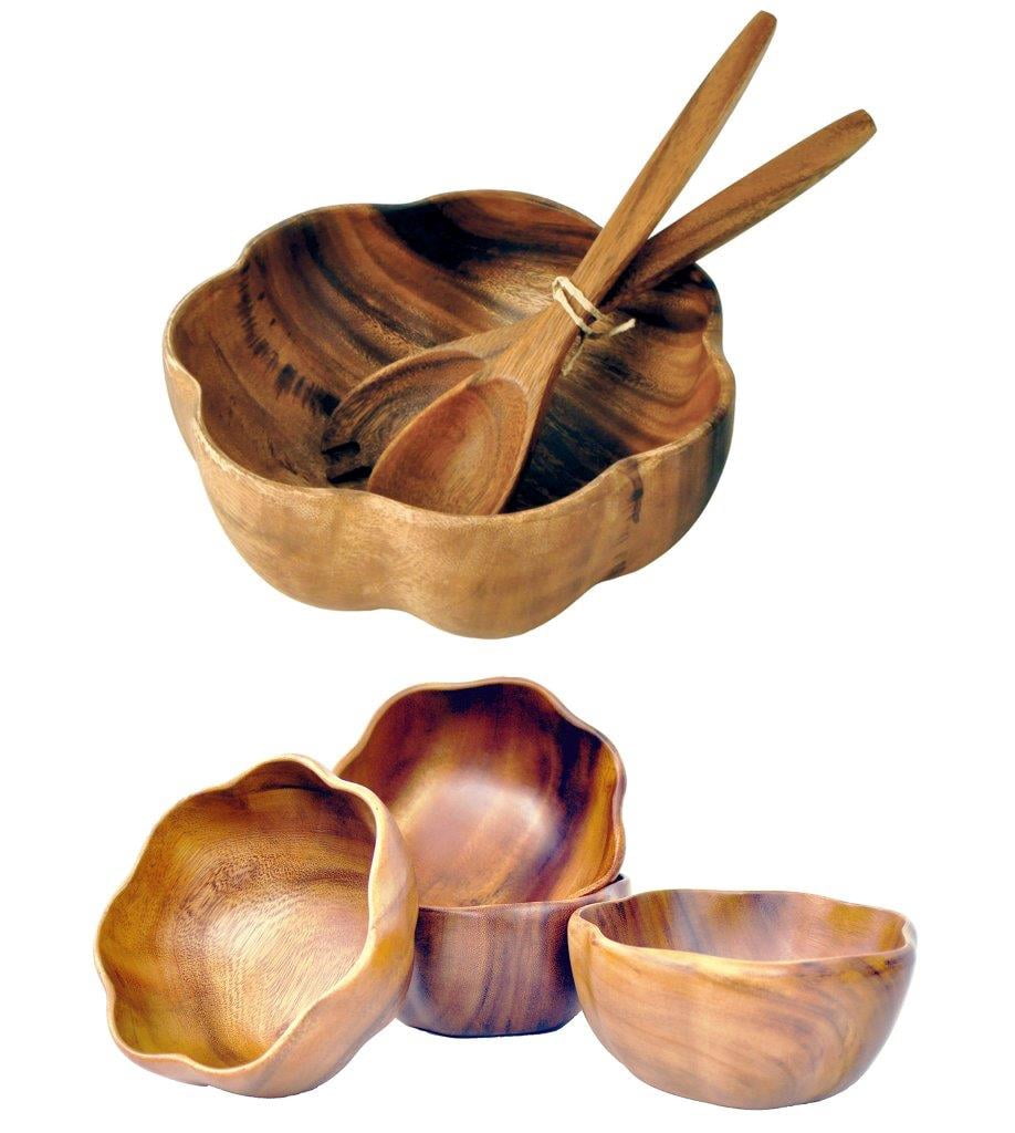 Durable Acacia Wood Salad Bowl And Spoon Set Non toxic - Temu