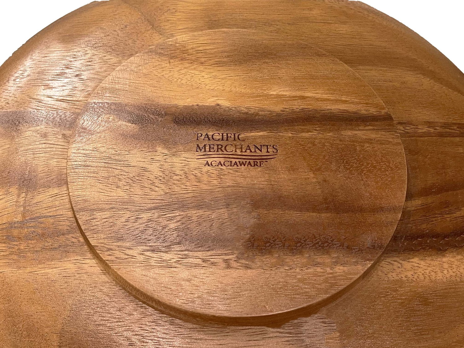 Pacific Merchants Acacia Wood 7-Piece Round 12 x 4 Large Salad Bowl Set with Four 6 x 3 Salad Bowls and Servers