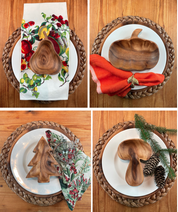 holiday shaped wood bowls