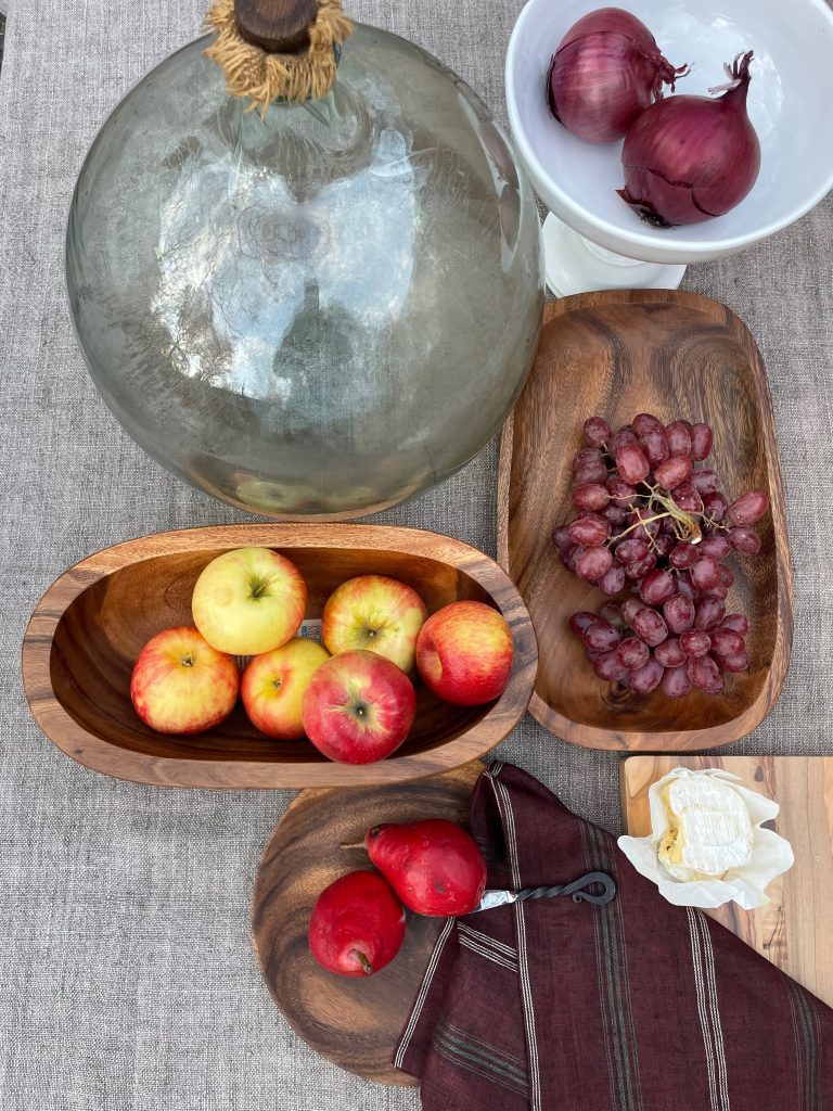 Eco-Friendly Entertaining and Gifting Acacia wood serving bowls. Olive wood platter