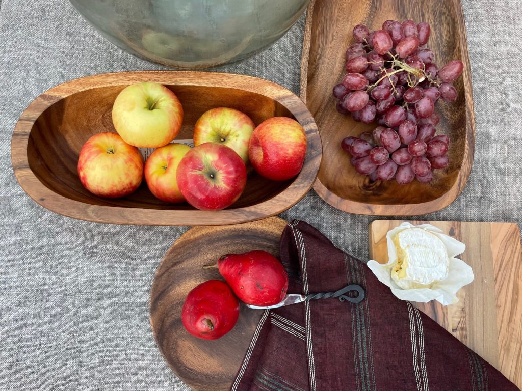 Eco-Friendly Entertaining and Gifting wood serving dishes for autumn table