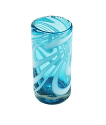 100% Recycled Mexican Artisan Handblown Glass, Aqua Swirl Shot Glass, 2 oz, Set of 6