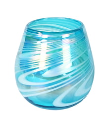 100% Recycled Mexican Artisan Handblown Glass, Aqua Swirl Wine Glass, 11 oz, Set of 4