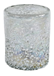 100% Recycled Mexican Artisan Handblown Glass, White Pebble Double Old Fashioned, 12 oz, Set of 4