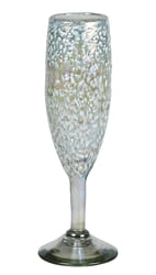 100% Recycled Mexican Artisan Handblown Glass, White Pebble Champagne Flute, 6 oz, Set of 4