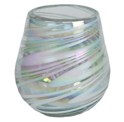 100% Recycled Mexican Artisan Handblown Glass, White Swirl Wine Glass, 11 oz, Set of 4