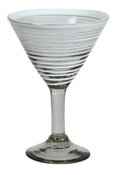 100% Recycled Mexican Artisan Handblown Glass, White Vortex Martini Glass, 14 oz, SET OF 4