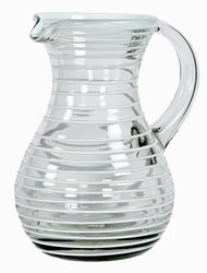 100% Recycled Mexican Artisan Handblown Glass, White Vortex Round Pitcher, 84 oz