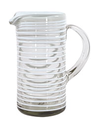 100% Recycled Mexican Artisan Handblown Glass, White Vortex Straight Pitcher, 100 oz