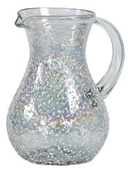 100% Recycled Mexican Artisan Handblown Glass, White Pebble Round Pitcher, 84 oz