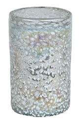 100% Recycled Mexican Artisan Handblown Glass, White Pebble Tumbler, 16 oz, Set of 4