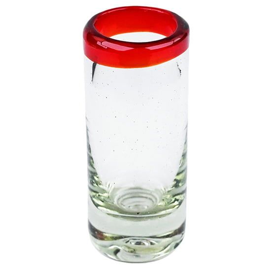 Red Rim Shot Glass, 2oz, 3.5" H x 1.5" Diam