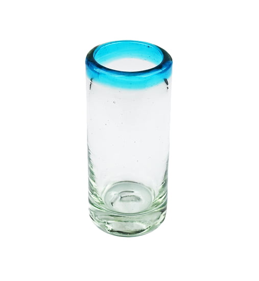 Aqua Rim Shot Glass, 3.5" H x 1.5" Diam