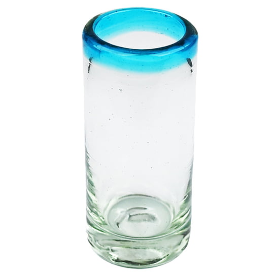 Aqua Rim Shot Glass, 3.5" H x 1.5" Diam