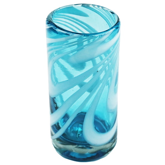 Aqua Swirl Shot Glass, 2oz, 3.5" H x 1.5"Diam