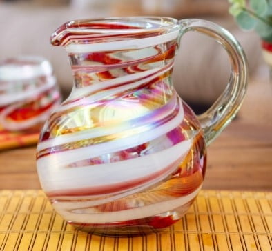 Handblown glass pitcher, 'Great Enchantment'