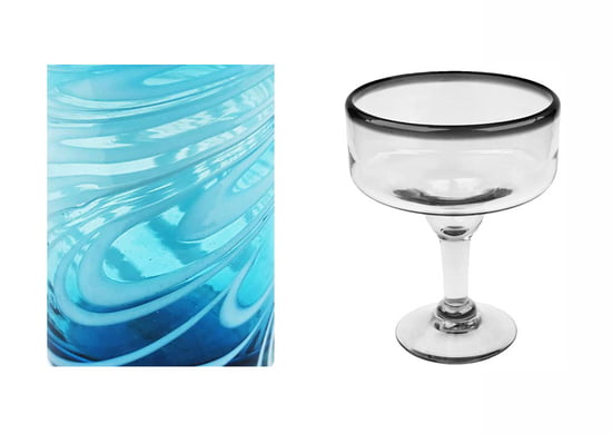 Aqua Swirl Margarita Glass, 5" H x 6.75"Diam