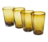 Unique Handblown Recycled Glass Water Drinkware (Set of 4), "Amber Angles"