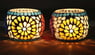 Hand Crafted Glass Mosaic Tealight Holders (Pair), "Ambient Flowers"