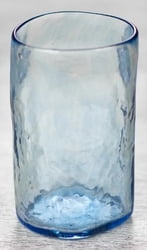 Set of 4 Clear Blue Hand Blown 11 oz Tumblers, "Azure Mist"