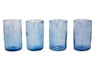 Set of 4 Clear Blue Hand Blown 11 oz Tumblers, "Azure Mist"