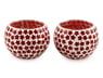 Red Star Glass Mosaic Tealight Holders (Pair), "Burning Stars"