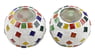 Glass Mosaic Tealight Candleholders (Pair), "Dancing Diamonds"