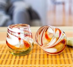 Handblown stemless wine glasses, 'Energy Enchantment' (pair)