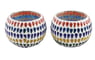 Colorful Glass Mosaic Tealight Candle Holders (Pair), "Festive Drops"