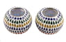 Colorful Glass Mosaic Tealight Candle Holders (Pair), "Festive Drops"