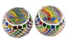 Glass Mosaic Tealight Candleholders (Pair), "Festive Rainbow"