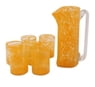 Hand-blown recycled glass pitcher and tumblers, 'Garden Relaxation in Marigold' (set for 6)