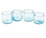 4 Hand Blown Eco-Friendly Blue Recycled Glass Juice Glasses, "Garden Relaxation in Blue"