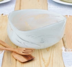 Handblown glass salad bowl, 'Heavenly Delicacies'