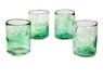 Set of 4 Artisan Crafted Blown Glass Green Rocks Glasses 8oz, "Jade Mist"