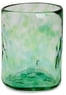 Set of 4 Artisan Crafted Blown Glass Green Rocks Glasses 8oz, "Jade Mist"