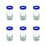 Cobalt Blue Rim Shot Glass, Set of 6, 3.5" H x 1.5" Diam