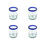 Cobalt Blue Rim Double Old Fashioned, Set of 4, 4" H x 3" Diam