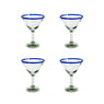 Cobalt Blue Rim Martini Glass, Set of 4, 5" H x 6.75" Diam