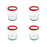 Red Rim Double Old Fashioned, Set of 4, 4" H x 3" Diam