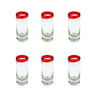 Red Rim Shot Glass, Set of 6, 3.5" H x 1.5" Diam