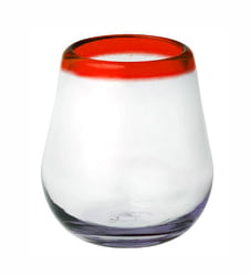 Red Rim Stemless Wine Glass, 3" H x 3"Diam