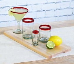 Red Rim Margarita Glass, 5" H x 6.75"Diam