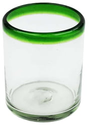 Green Rim Double Old Fashioned, 4" H x 3"Diam