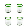 Green Rim Double Old Fashioned, Set of 4, 4" H x 3"Diam