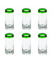 Green Rim Shot Glass, Set of 6, 3.5" H x 1.5" Diam