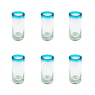 Aqua Rim Shot Glass, Set of 6, 3.5" H x 1.5" Diam