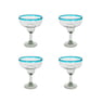 Aqua Rim Margarita Glass, Set of 4, 5" H x 6.75" Diam