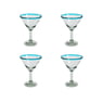 Aqua Rim Martini Glass, Set of 4, 5" H x 6.75"Diam