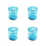 100% Recycled Mexican Artisan Handblown Glass, Aqua Swirl Double Old Fashioned, 12 oz, Set of 4